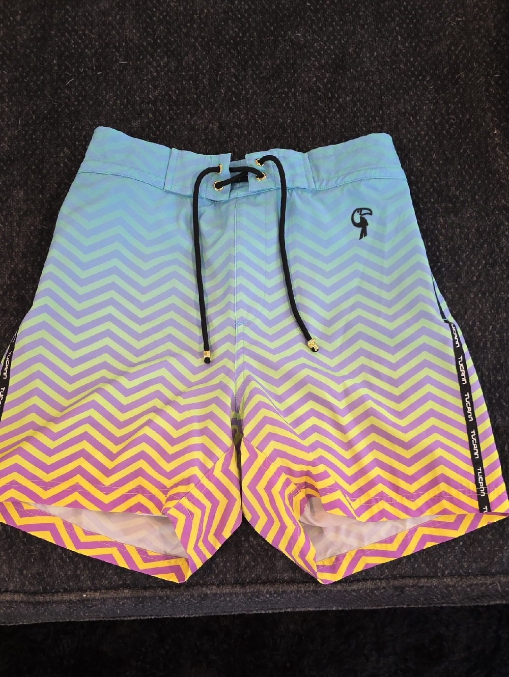 Men's Gradient Chevron Swim Trunks - Aqua to Purple